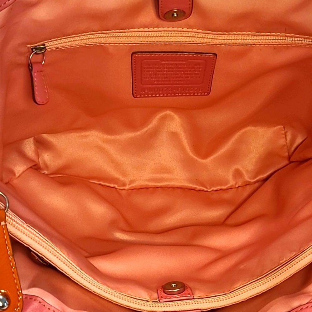 Coach Beige and Orange Floral Tote - Picture 3 of 10